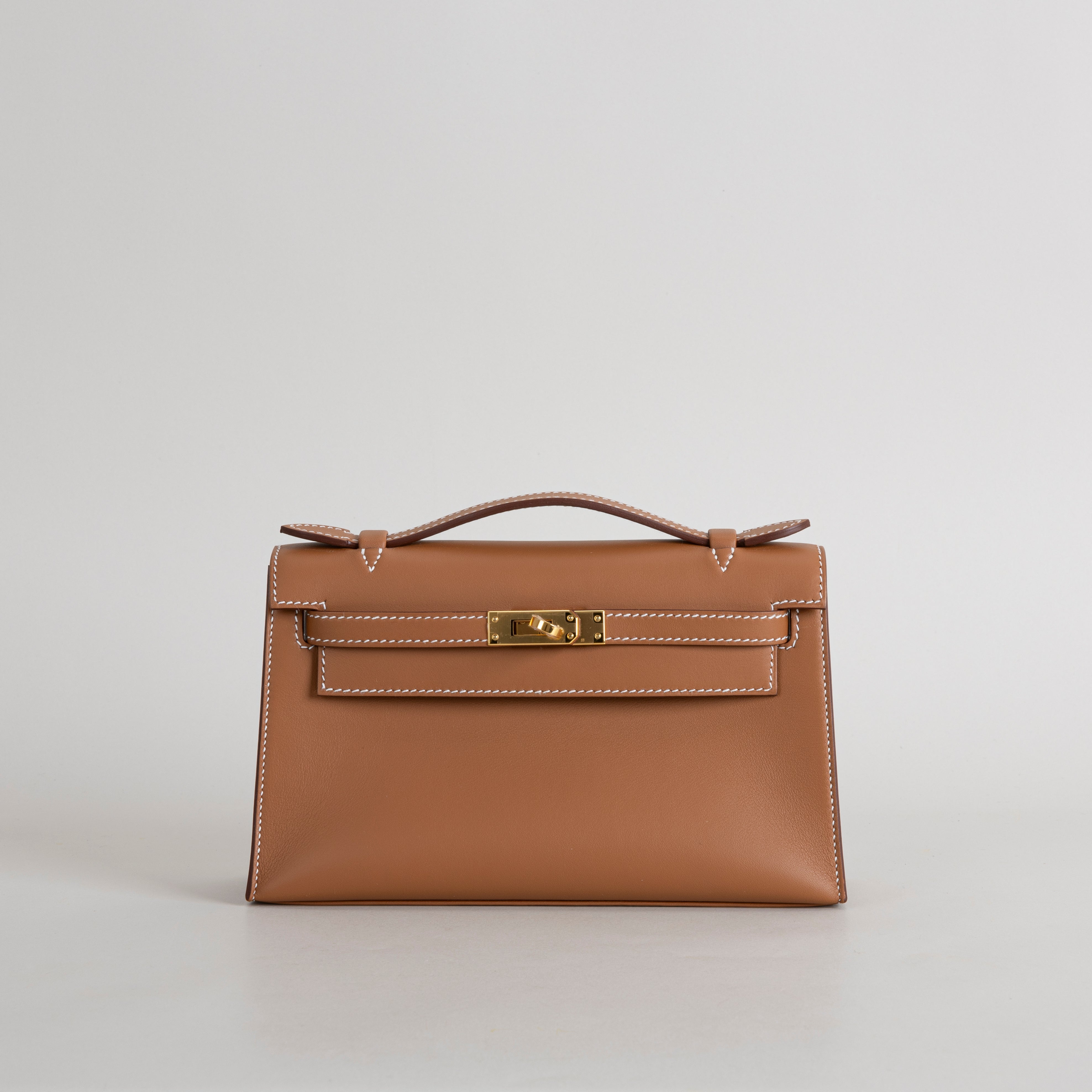 KELLY POCHETTE SWIFT LEATHER GOLD WITH GOLD HARDWARE (GHW)