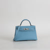 MINI KELLY II (20) EPSOM LEATHER BLEU JEAN WITH PALLADIUM HARDWARE (PHW)