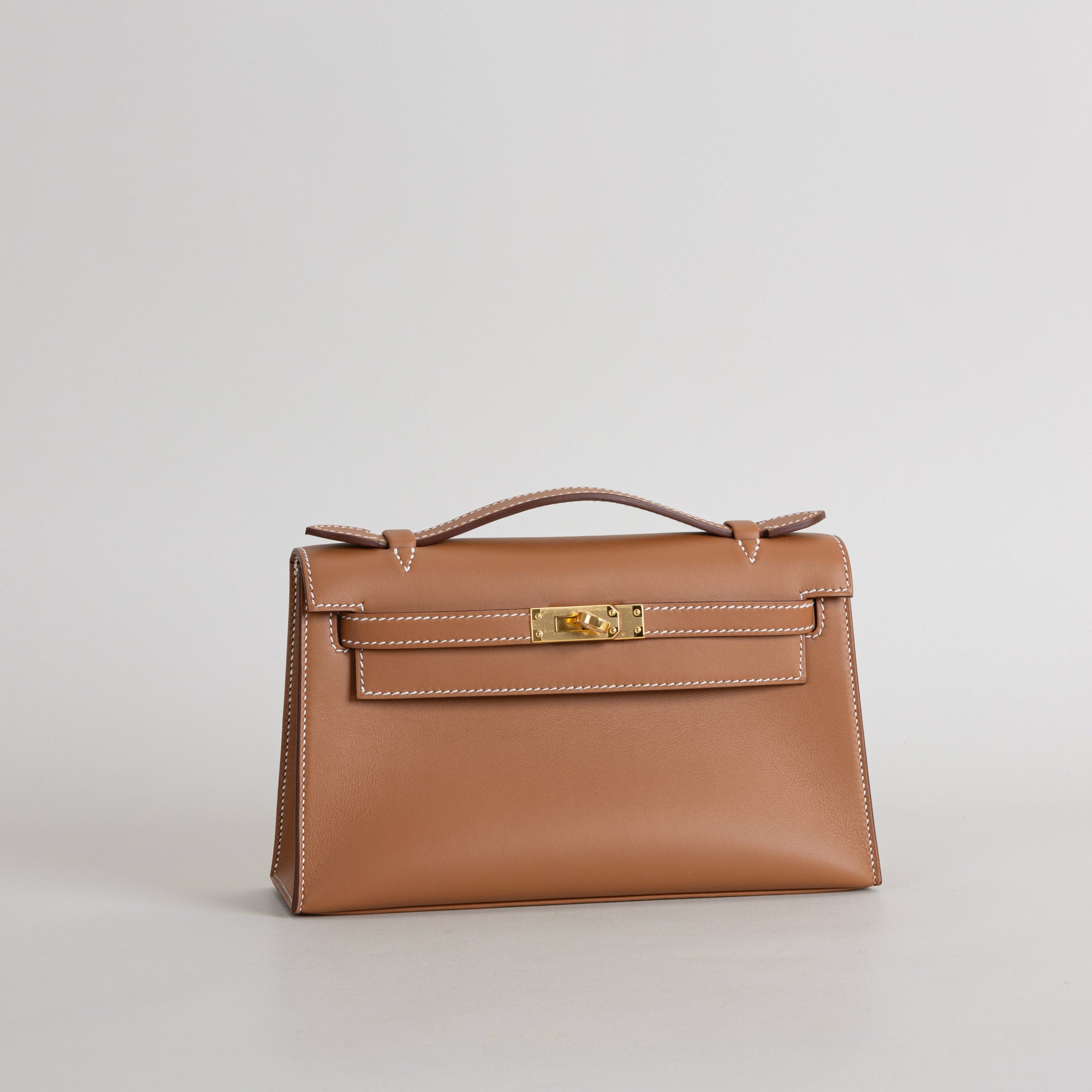 KELLY POCHETTE SWIFT LEATHER GOLD WITH GOLD HARDWARE (GHW)