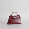 MINI KELLY II (20) BOX CALF LEATHER ROUGE H WITH PALLADIUM HARDWARE (PHW)