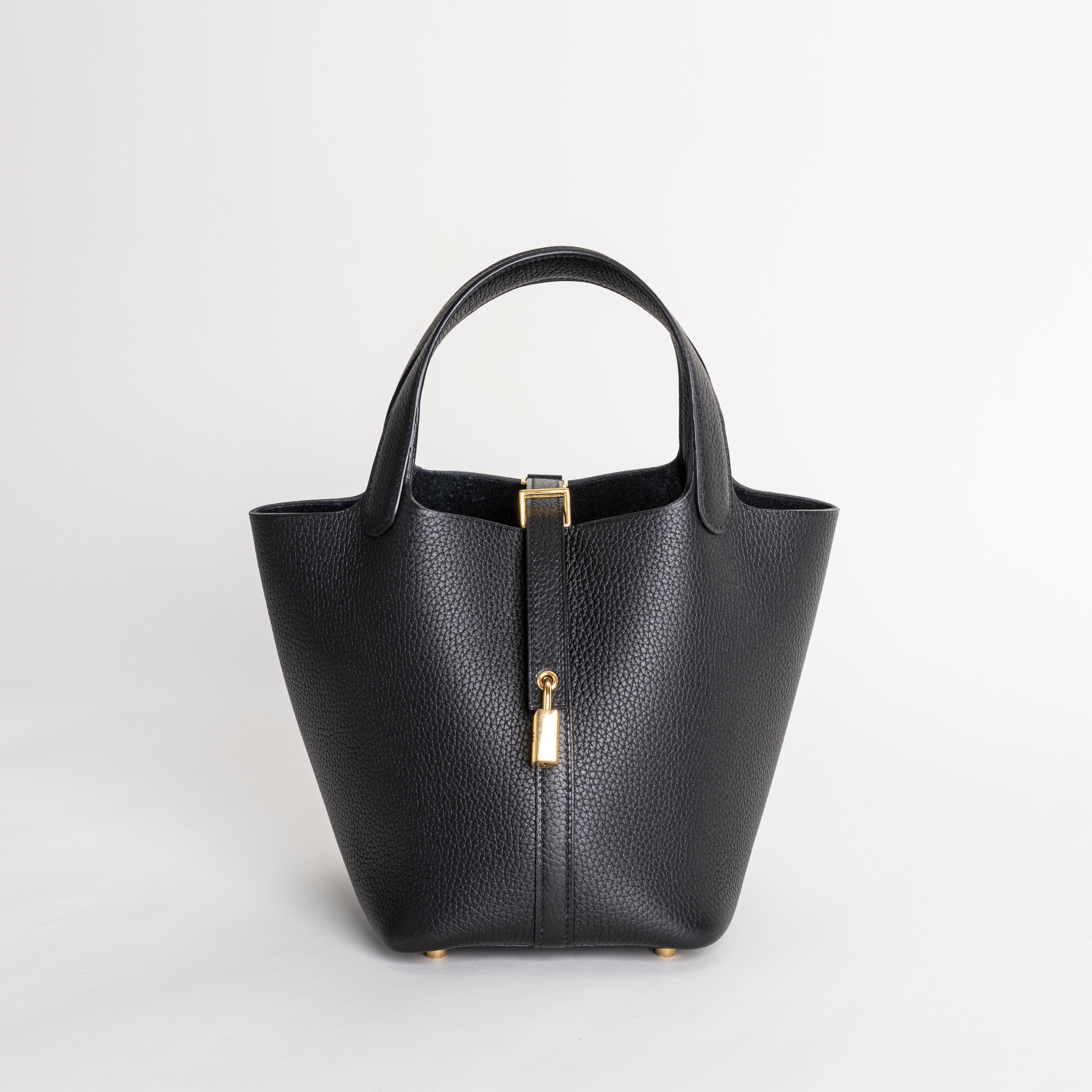 PICOTIN 18 LOCK CLEMENCE LEATHER NOIR (BLACK) WITH GOLD HARDWARE (GHW)