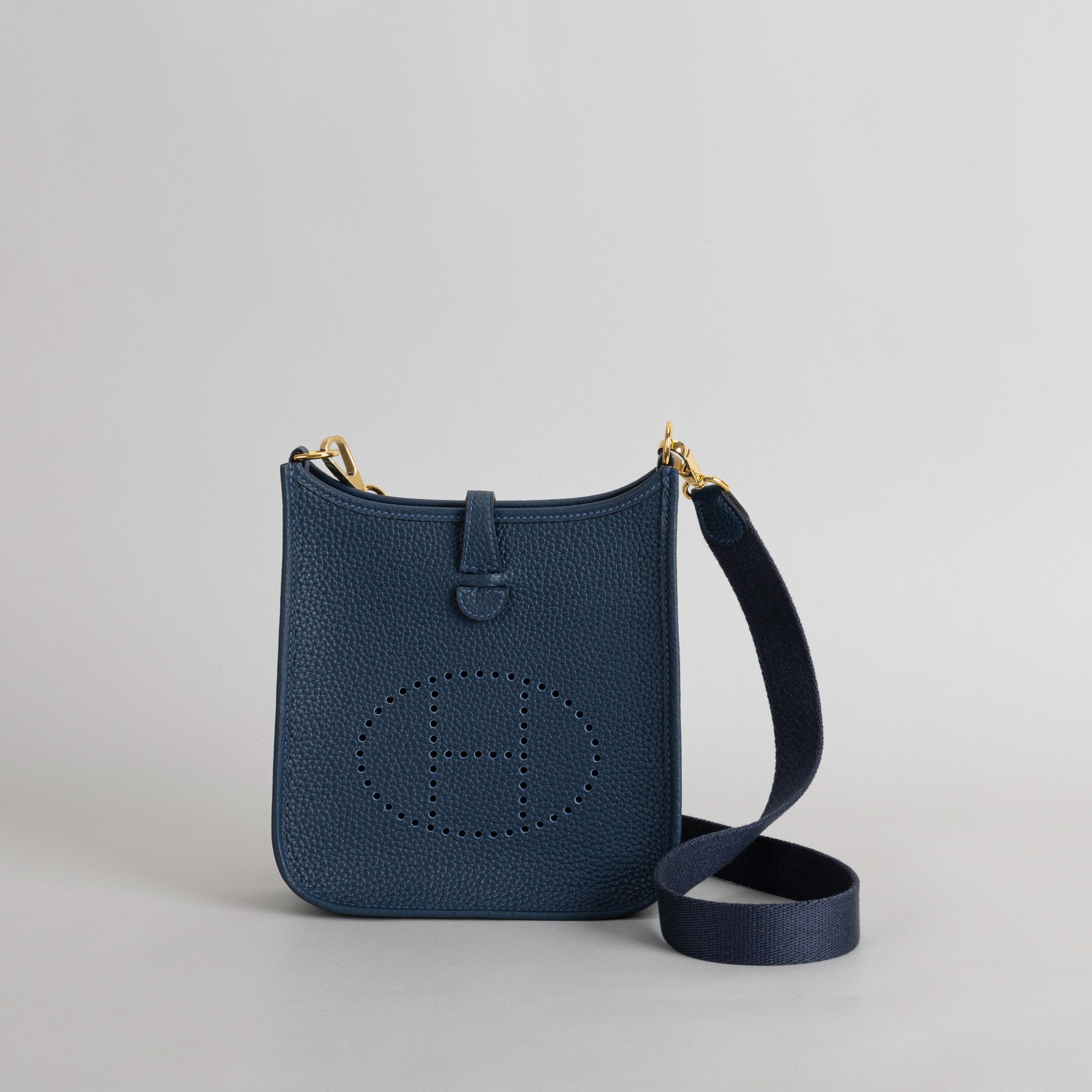 MINI EVELYNE (TPM) CLEMENCE LEATHER BLEU SAPHIRE WITH GOLD HARDWARE (GHW)