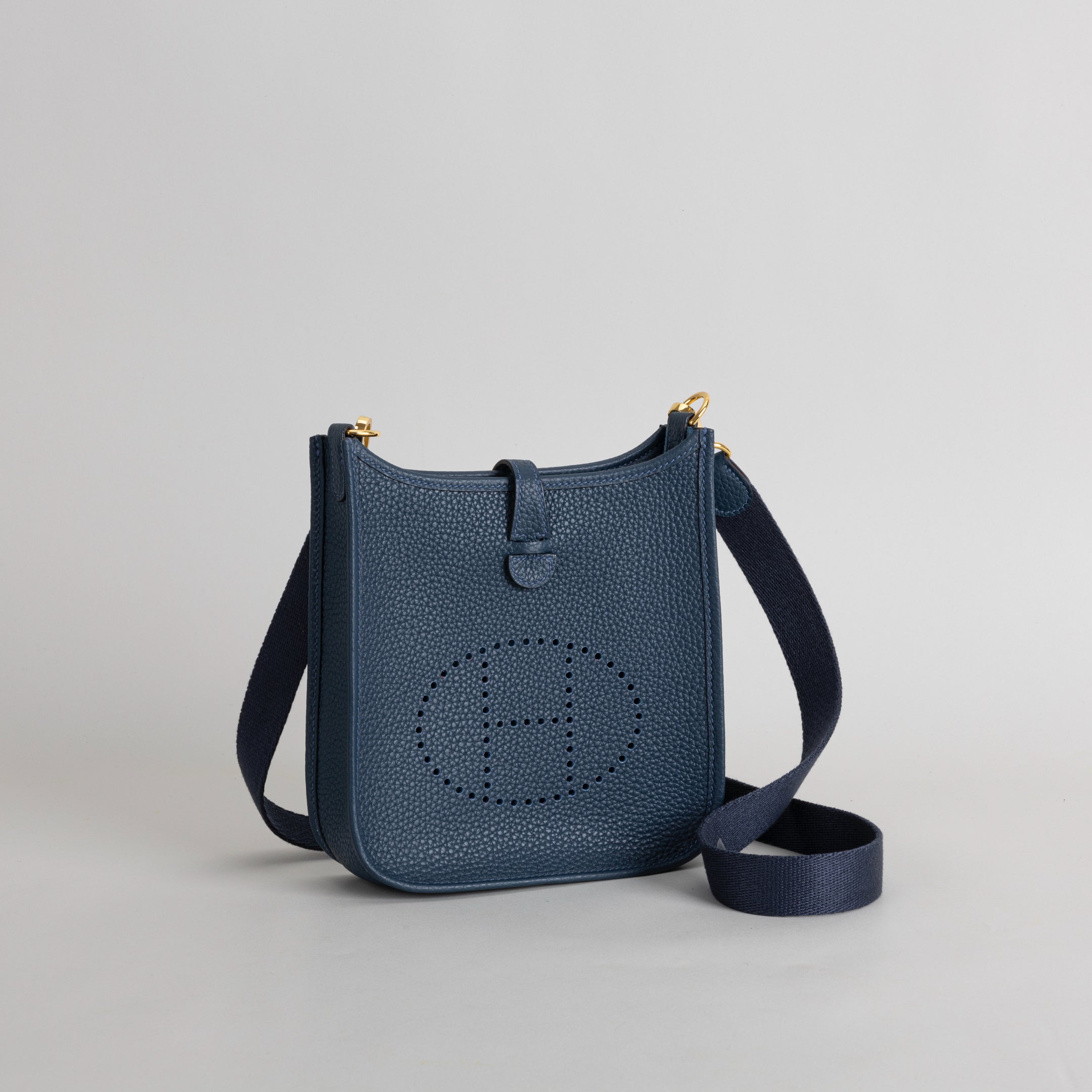 MINI EVELYNE (TPM) CLEMENCE LEATHER BLEU SAPHIRE WITH GOLD HARDWARE (GHW)