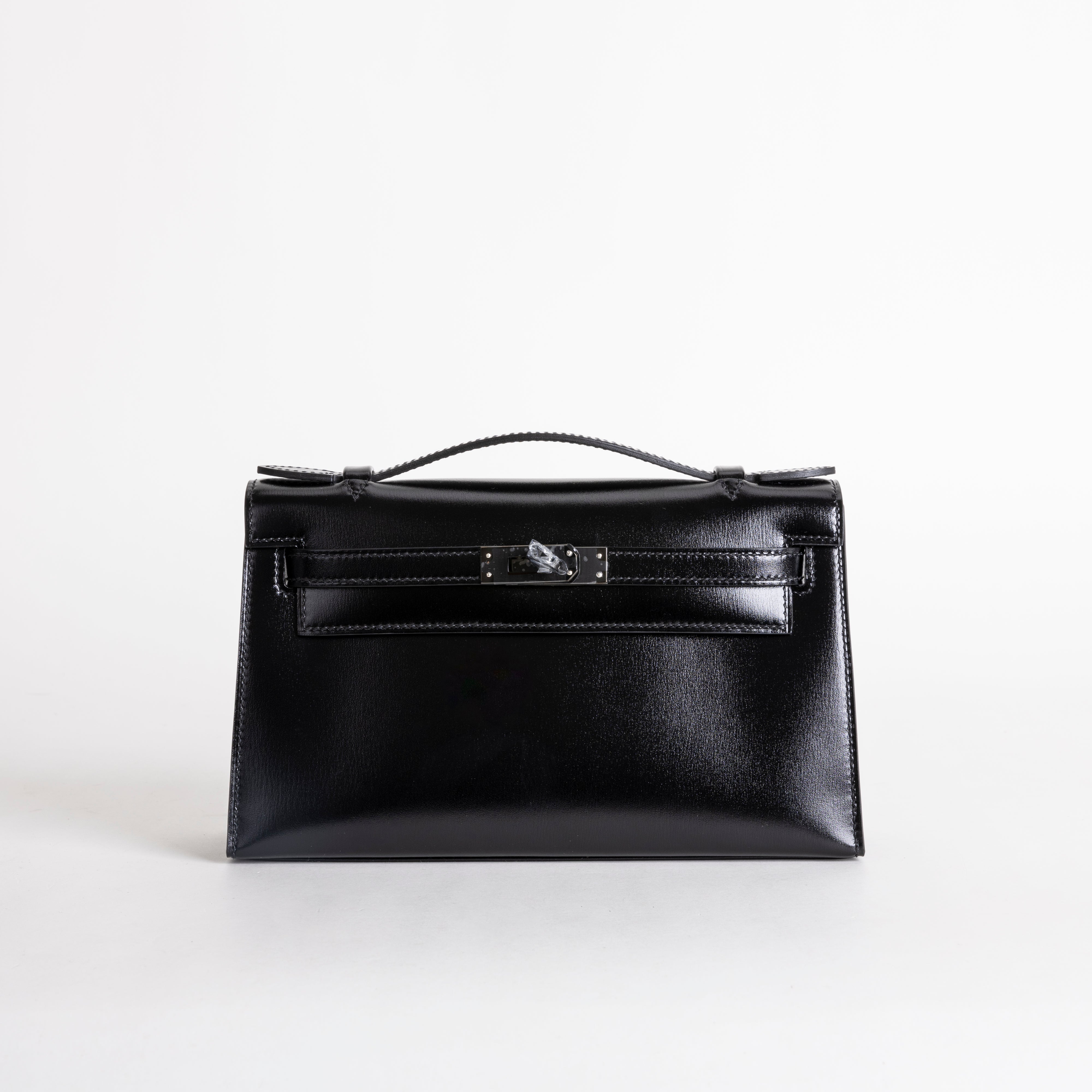 KELLY POCHETTE SO BLACK BOX CALF LEATHER WITH PVD BLACK HARDWARE (LIMITED)