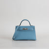 MINI KELLY II (20) EPSOM LEATHER BLEU JEAN WITH PALLADIUM HARDWARE (PHW)