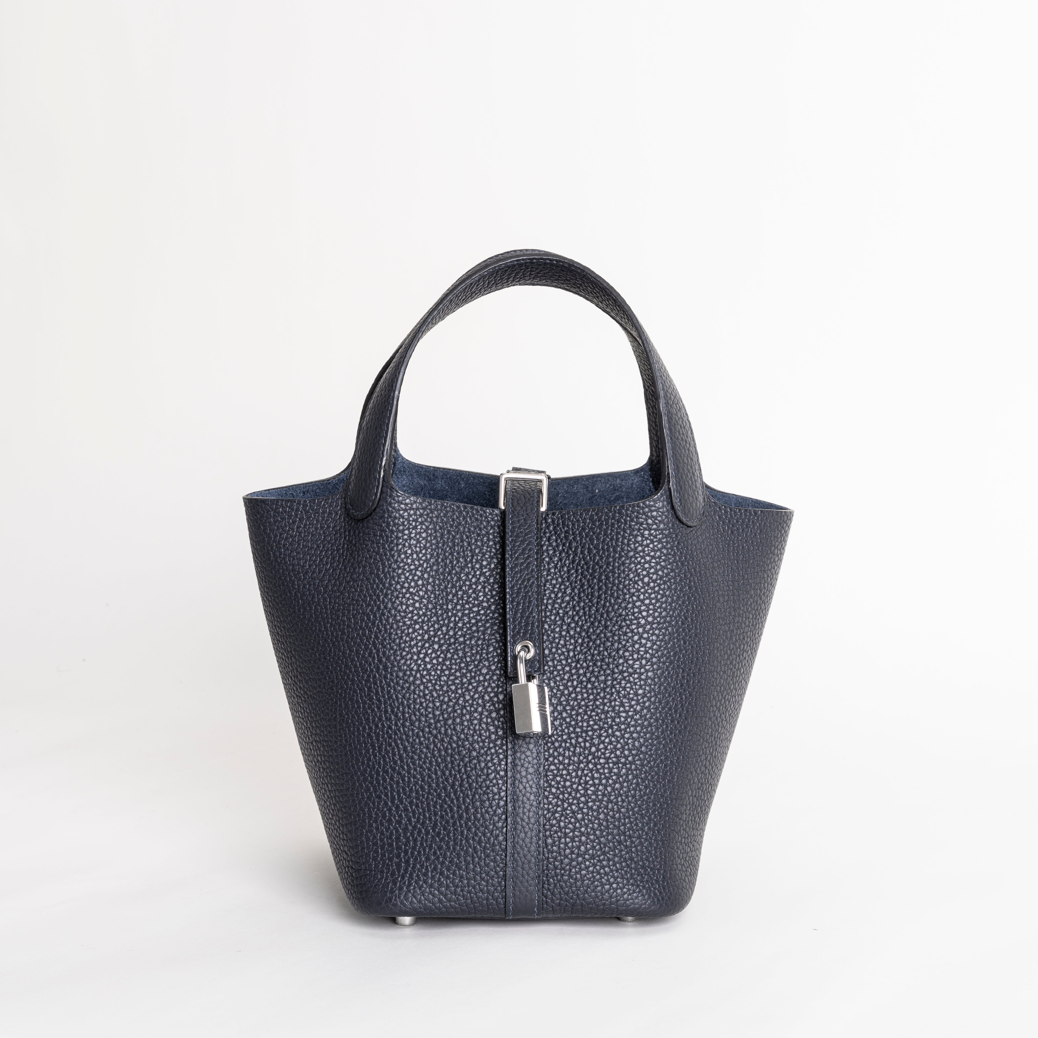 PICOTIN 18 LOCK CLEMENCE LEATHER BLEU NUIT WITH PALLADIUM HARDWARE (PHW)