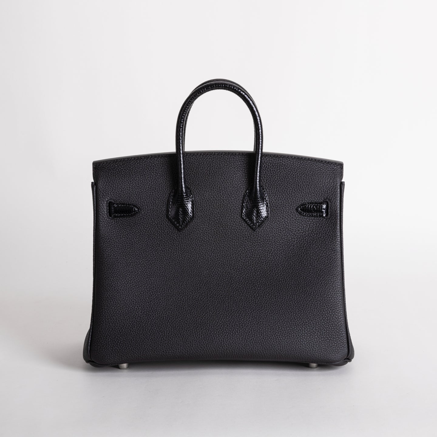 BIRKIN 25 TOUCH LIZARD LEATHER & TOGO LEATHER NOIR (BLACK) WITH PALLADIUM HARDWARE (PHW)