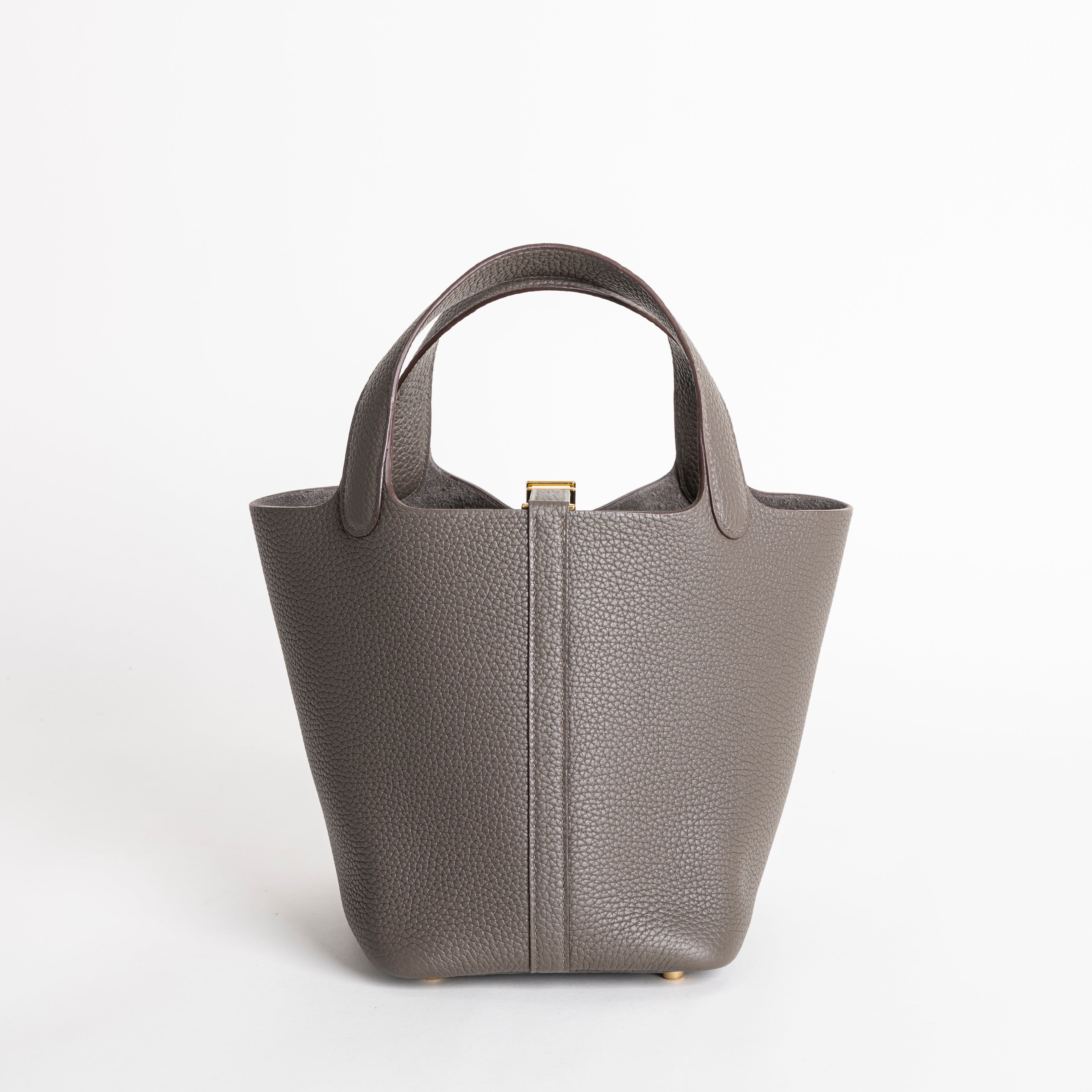 PICOTIN 18 LOCK CLEMENCE LEATHER ETAIN WITH GOLD HARDWARE (GHW)