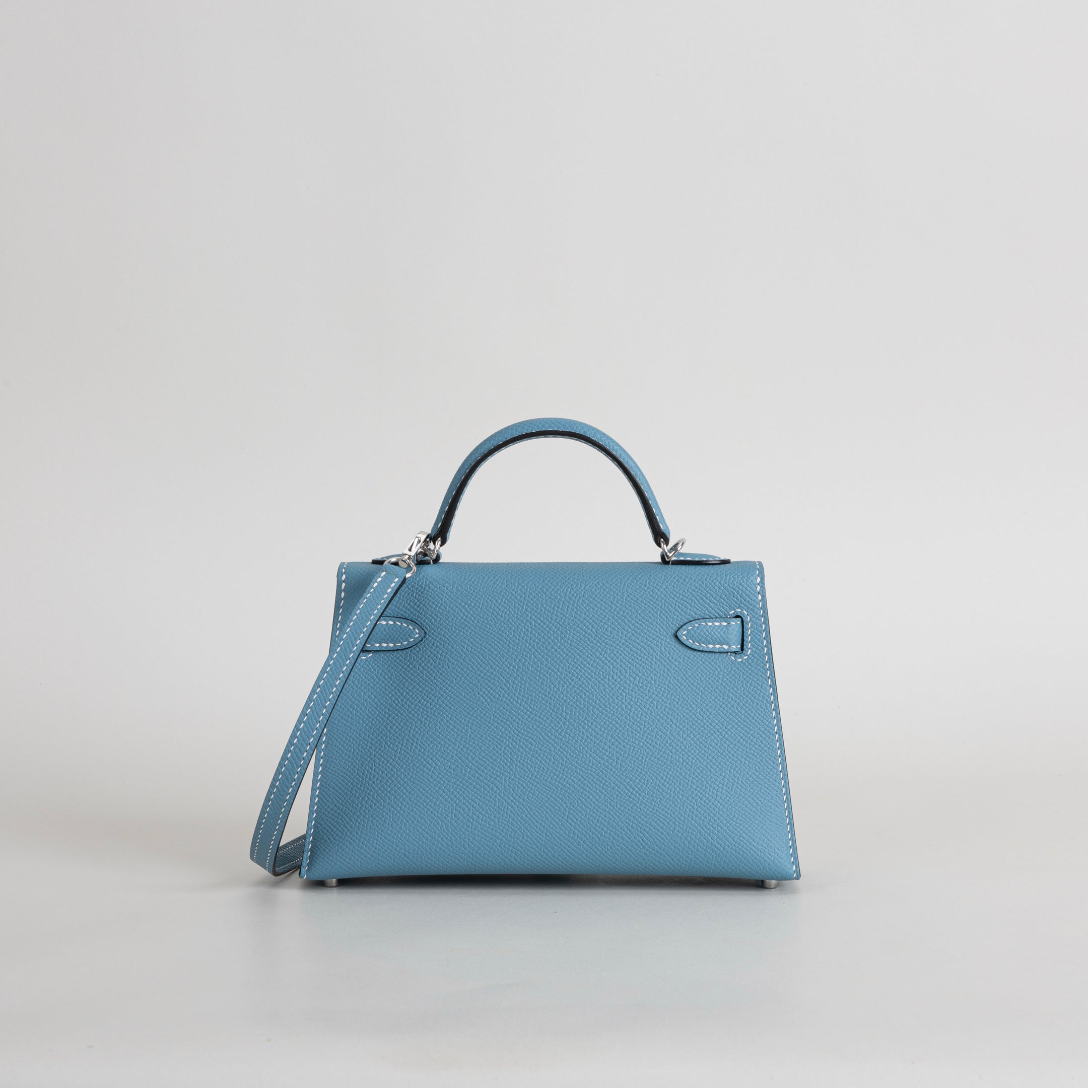 MINI KELLY II (20) EPSOM LEATHER BLEU JEAN WITH PALLADIUM HARDWARE (PHW)