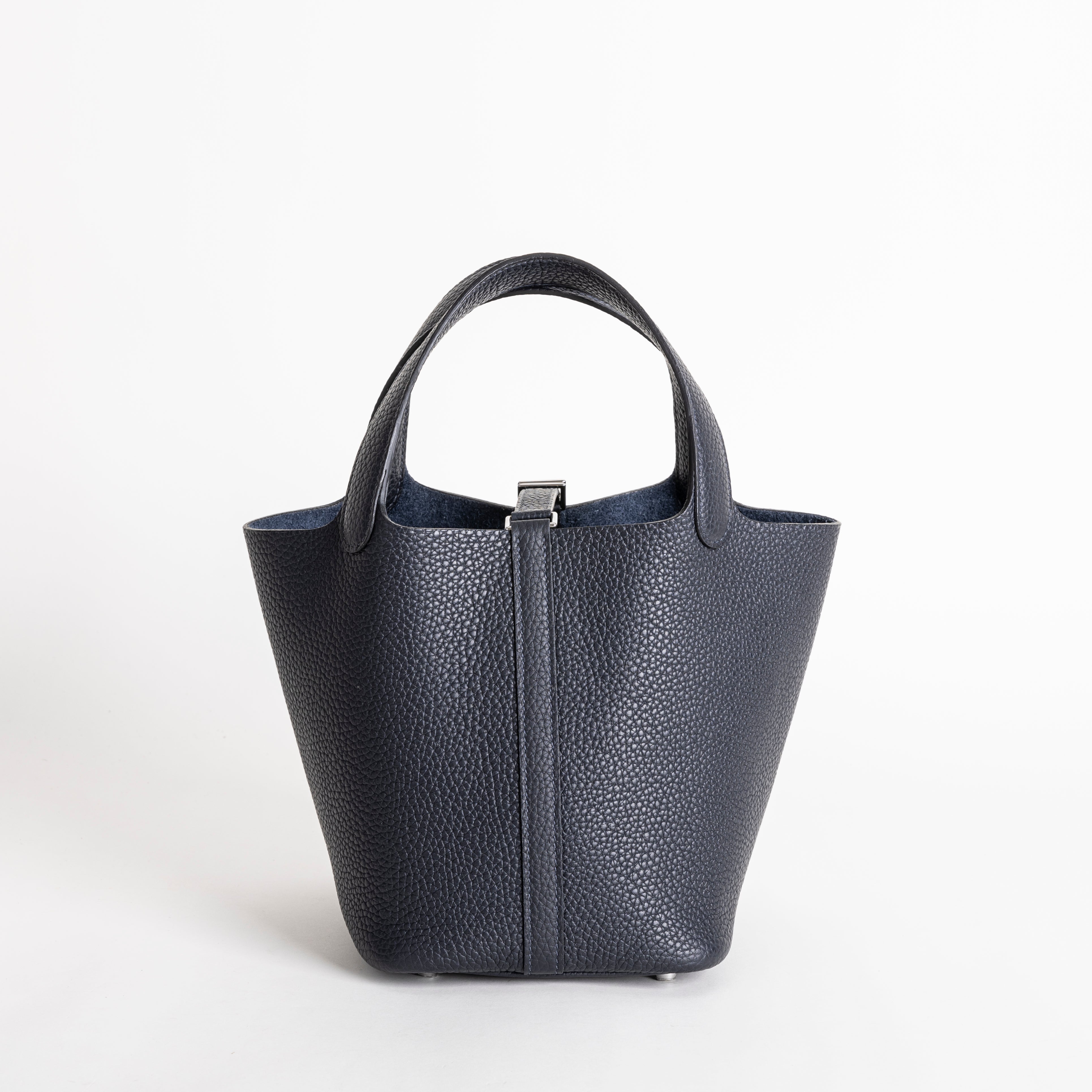 PICOTIN 18 LOCK CLEMENCE LEATHER BLEU NUIT WITH PALLADIUM HARDWARE (PHW)