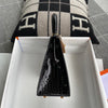 KELLY 25 SHINY (LISSE) PROSUS CROCODILE LEATHER NOIR (BLACK) WITH GOLD HARDWARE (GHW)