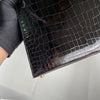 KELLY 25 SHINY (LISSE) PROSUS CROCODILE LEATHER NOIR (BLACK) WITH GOLD HARDWARE (GHW)