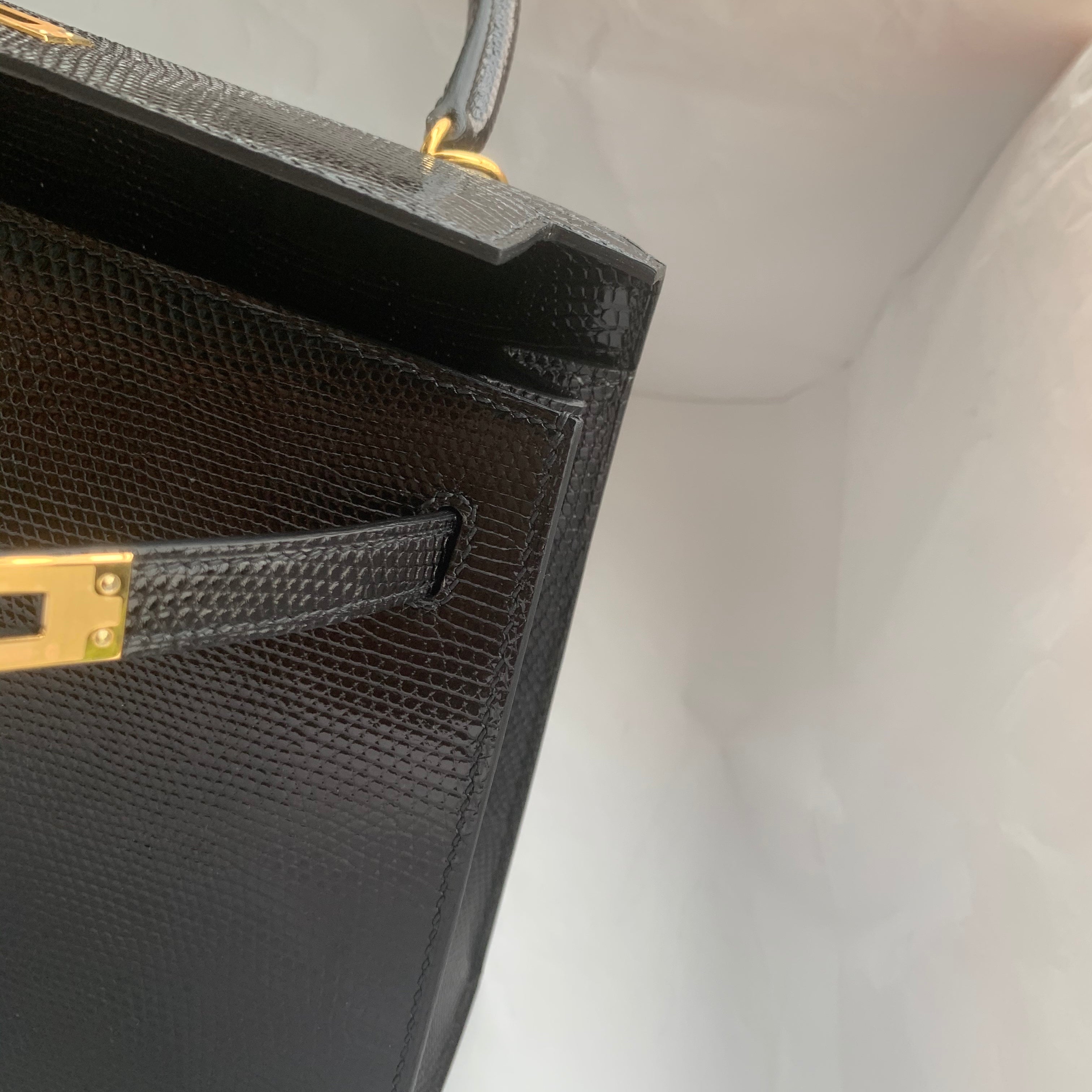 KELLY 25 LIZARD LEATHER NOIR (BLACK) WITH GOLD HARDWARE (GHW)