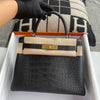 KELLY 28 MATTE MISSISSIPPIENSIS ALLIGATOR LEATHER NOIR (BLACK) WITH GOLD HARDWARE (GHW)