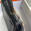 KELLY 28 MATTE MISSISSIPPIENSIS ALLIGATOR LEATHER NOIR (BLACK) WITH GOLD HARDWARE (GHW)