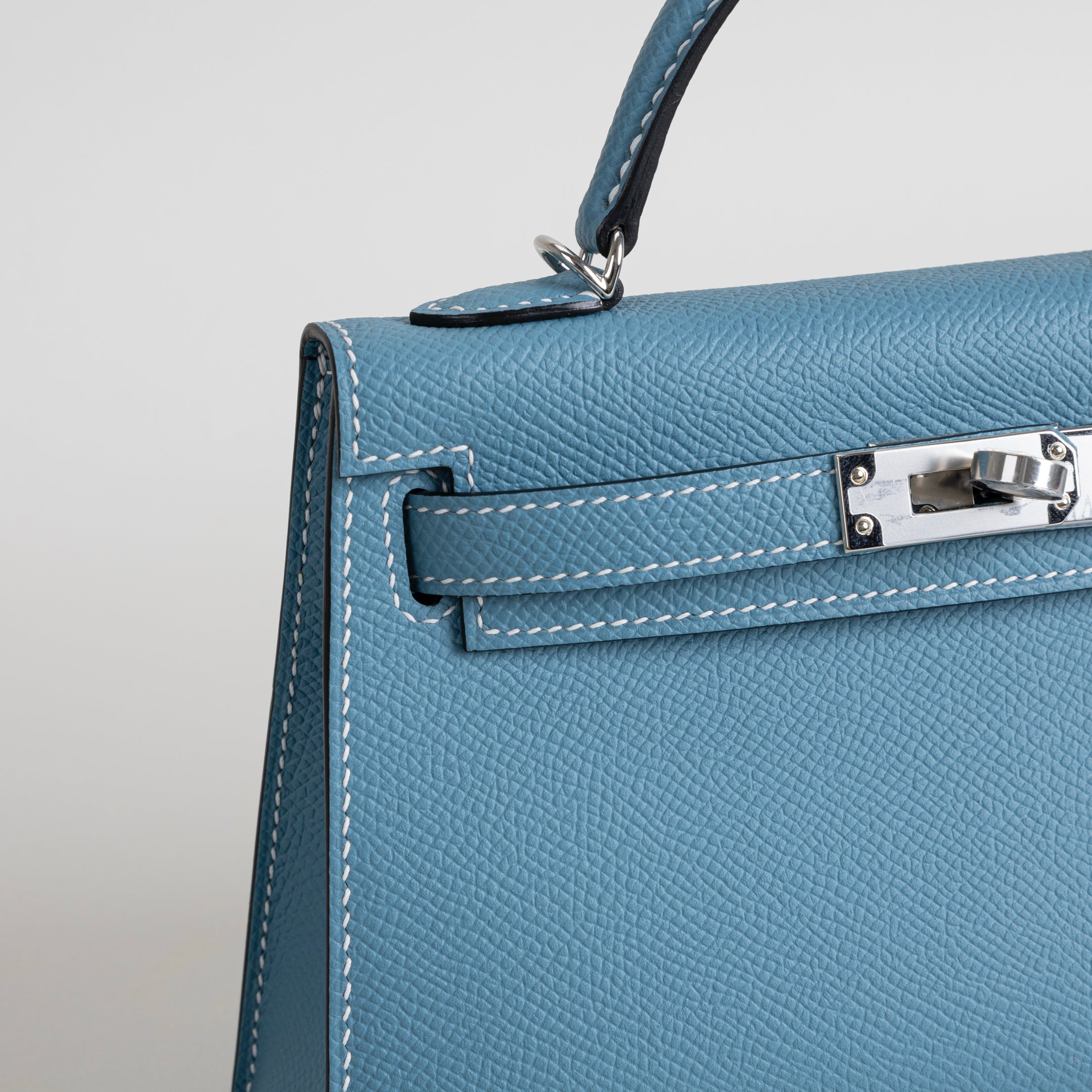 MINI KELLY II (20) EPSOM LEATHER BLEU JEAN WITH PALLADIUM HARDWARE (PHW)