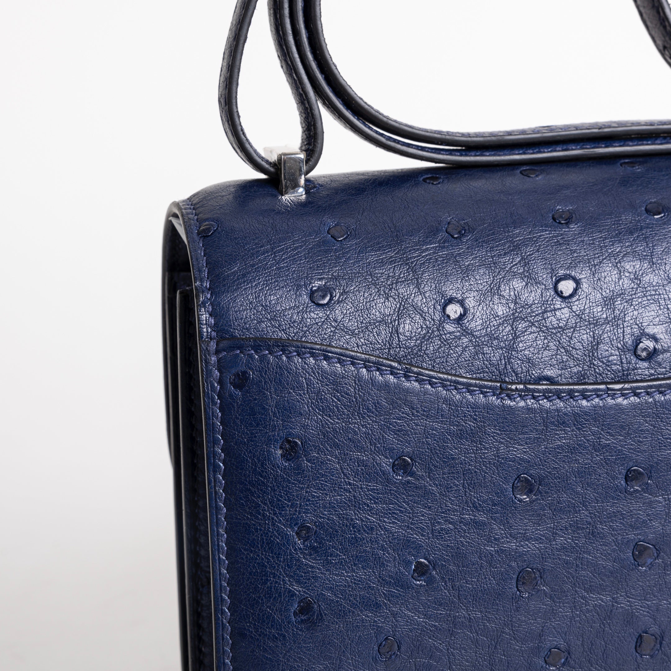 CONSTANCE 18 (MINI) OSTRICH LEATHER BLEU SAPHIR WITH PALLADIUM HARDWARE (PHW)