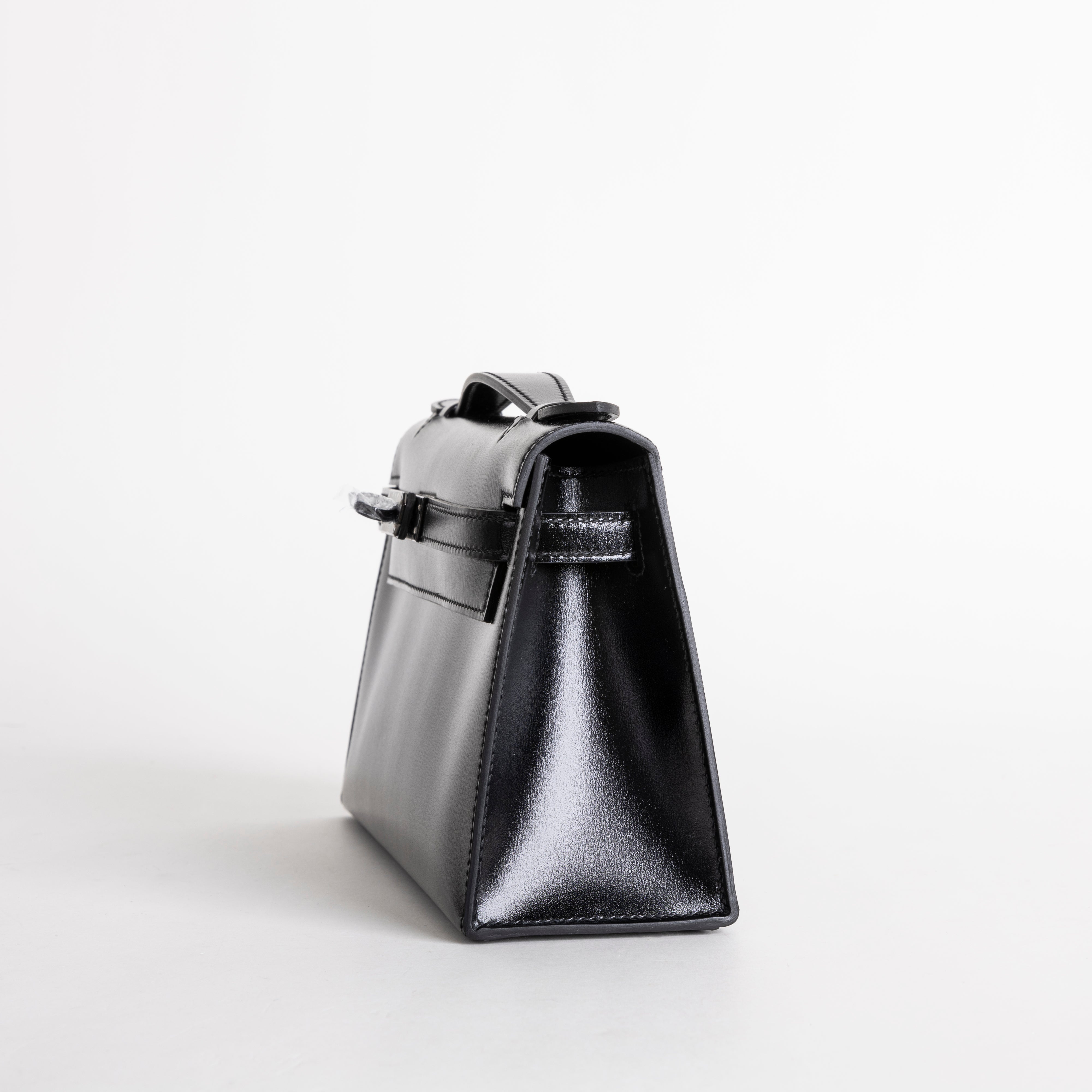 KELLY POCHETTE SO BLACK BOX CALF LEATHER WITH PVD BLACK HARDWARE (LIMITED)
