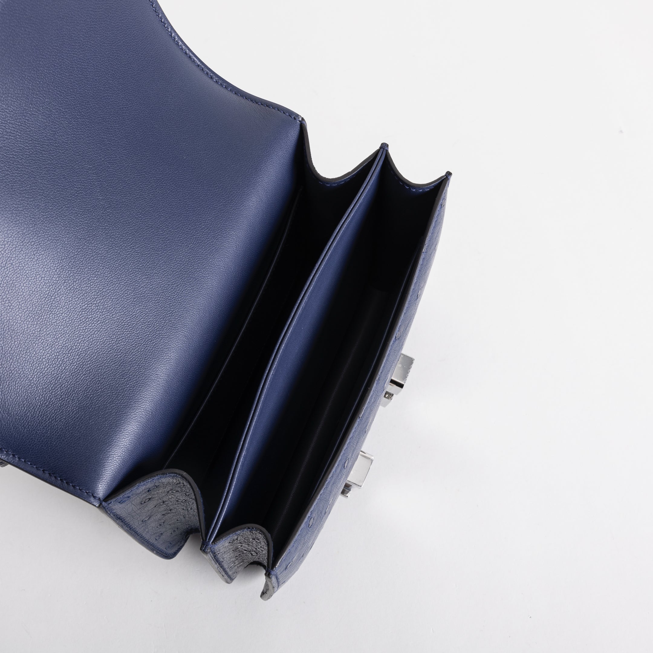 CONSTANCE 18 (MINI) OSTRICH LEATHER BLEU SAPHIR WITH PALLADIUM HARDWARE (PHW)