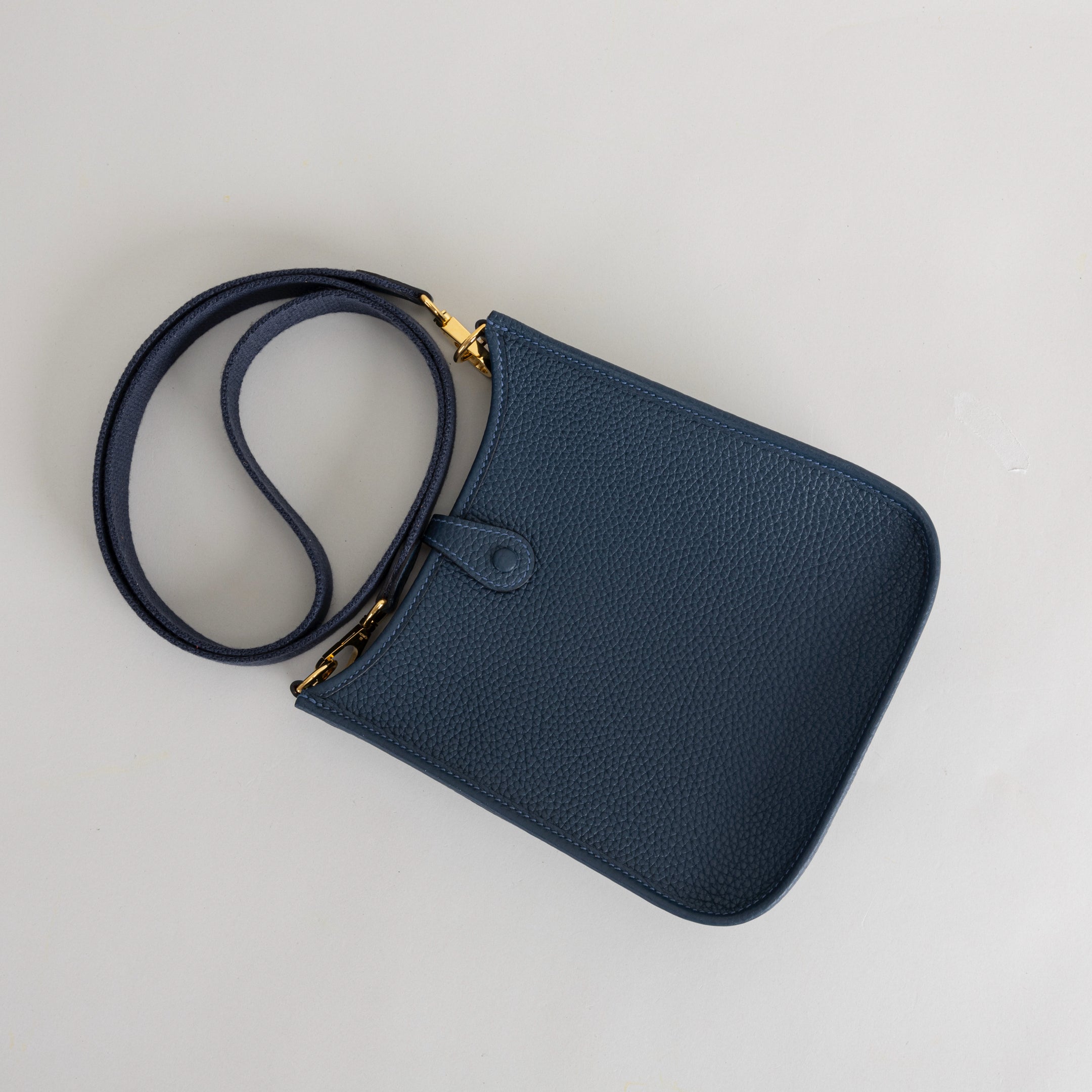 MINI EVELYNE (TPM) CLEMENCE LEATHER BLEU SAPHIRE WITH GOLD HARDWARE (GHW)