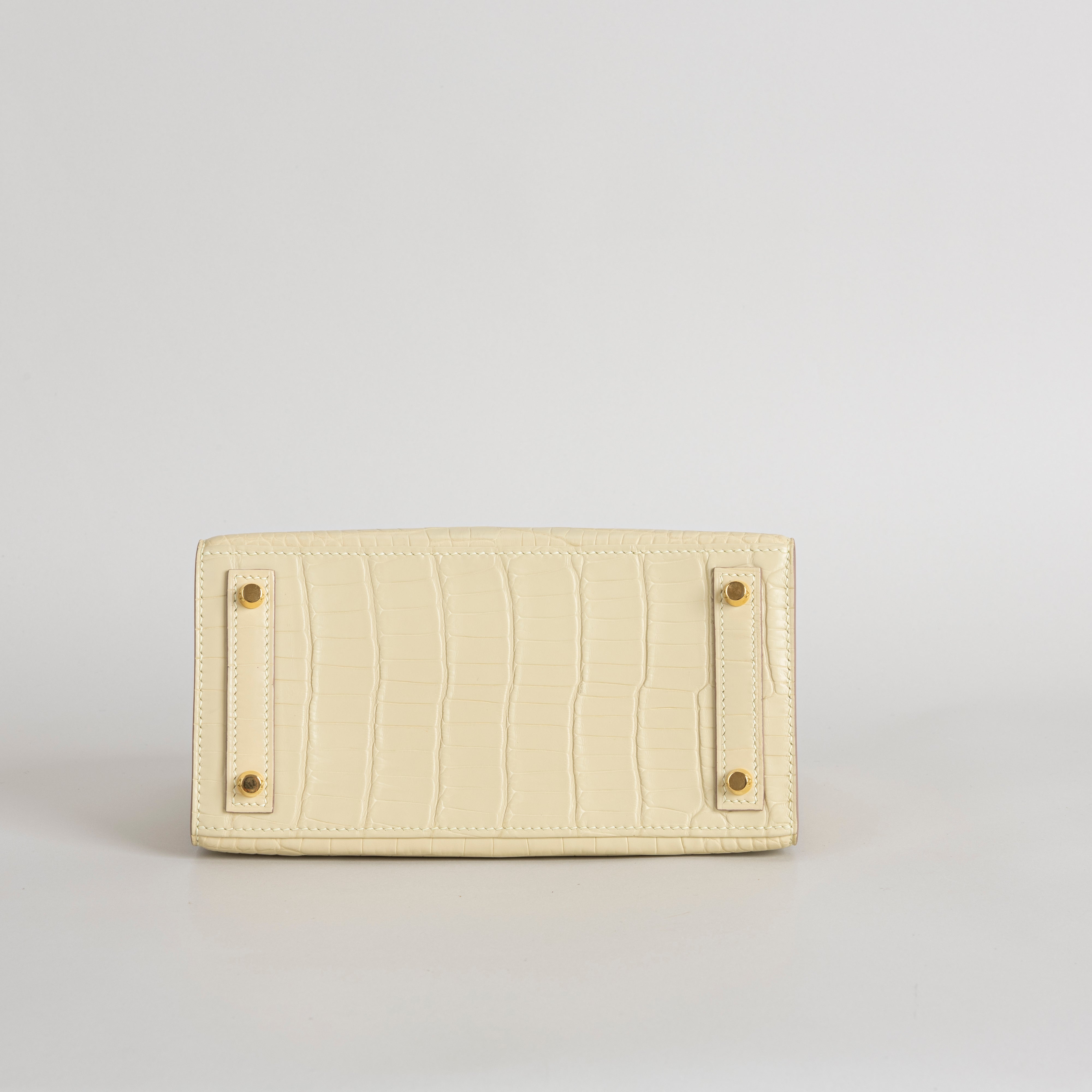 BIRKIN 20 (SELLIER SHAPE) MATTE MISSISSIPPIENSIS ALLIGATOR LEATHER VANILLA WITH GOLD HARDWARE (GHW)