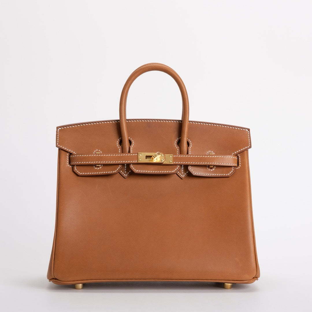 BIRKIN 25 FAUVE BARENIA LEATHER GOLD WITH GOLD HARDWARE (GHW)