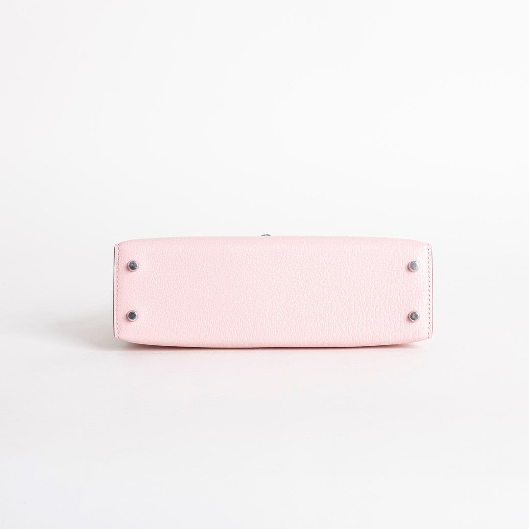 MINI KELLY II (20) CHEVRE LEATHER ROSE SAKURA WITH PALLADIUM HARDWARE (PHW)