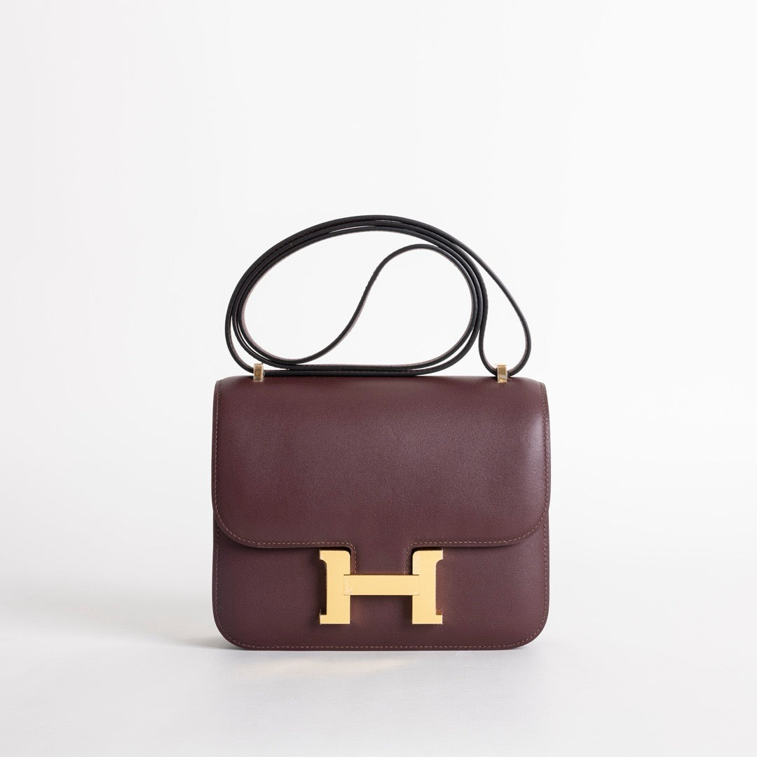 CONSTANCE 18 (MINI) SWIFT LEATHER BORDEAUX WITH GOLD HARDWARE (GHW)