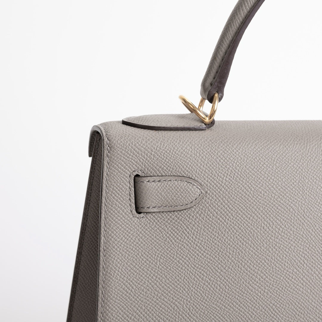 KELLY 28 EPSOM LEATHER GRIS ASPHALTE WITH GOLD HARDWARE (GHW)