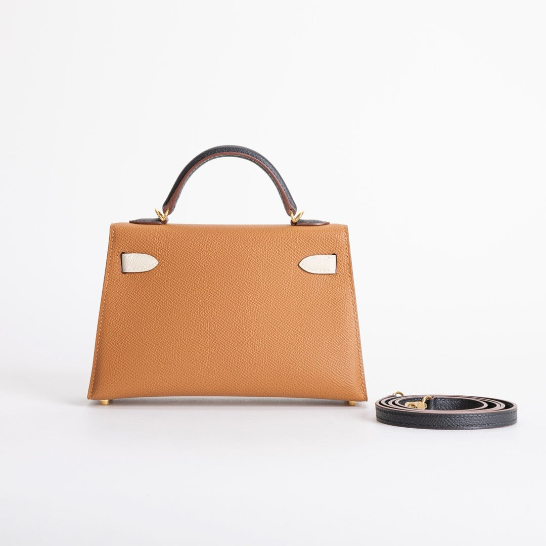 MINI KELLY II (20) EPSOM LEATHER HSS GOLD & CRAIE & NOIR (BLACK) WITH GOLD HARDWARE (GHW) (Copy)