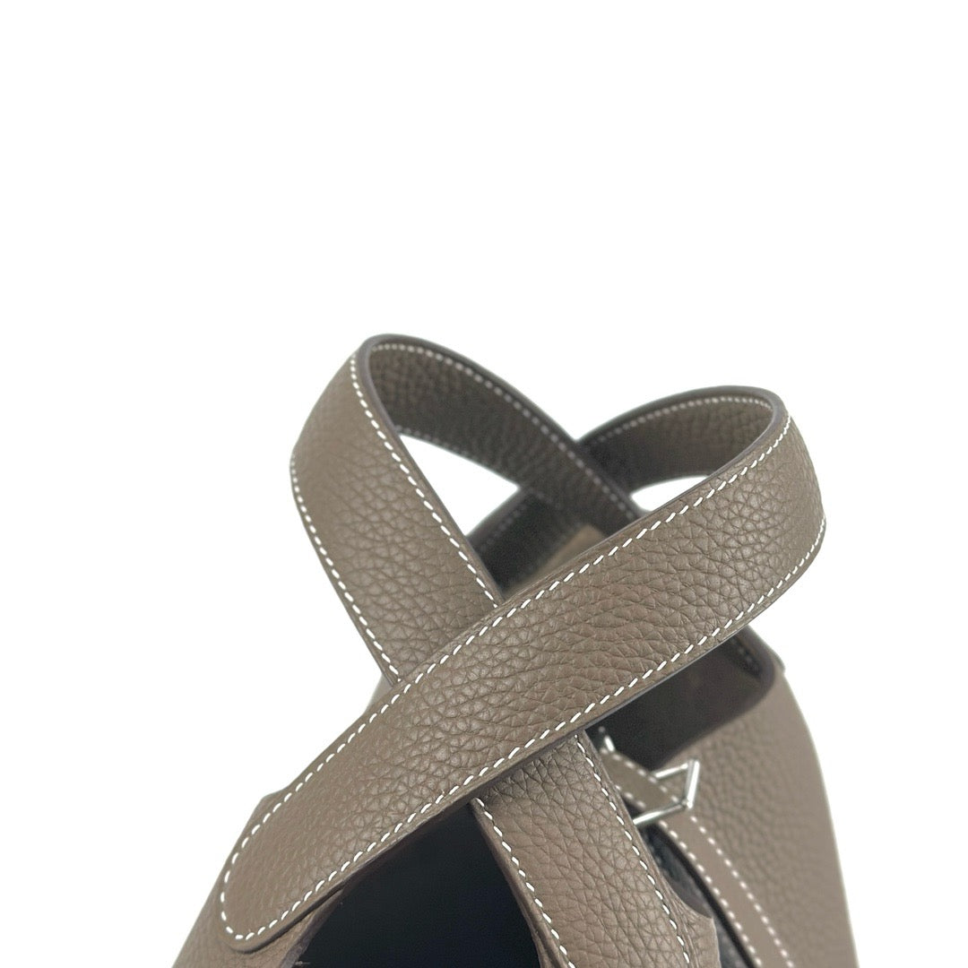 PICOTIN 18 LOCK CLEMENCE LEATHER ETOUPE WITH PALLADIUM HARDWARE (PHW)
