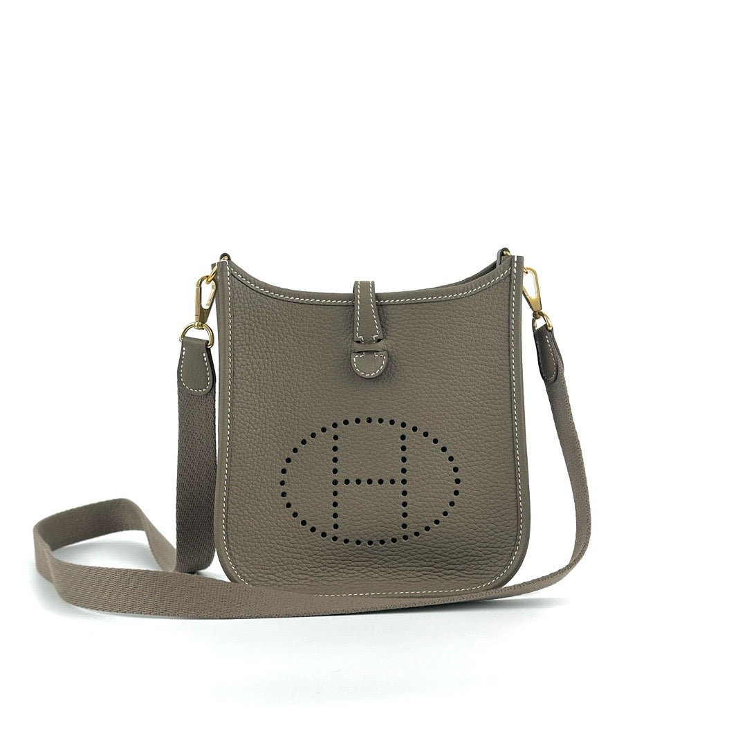 MINI EVELYNE (TPM) CLEMENCE LEATHER ETOUPE WITH GOLD HARDWARE (GHW)