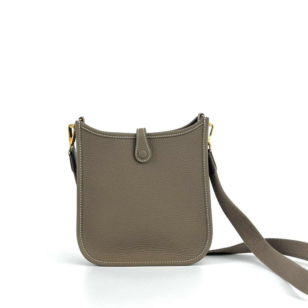 MINI EVELYNE (TPM) CLEMENCE LEATHER ETOUPE WITH GOLD HARDWARE (GHW)