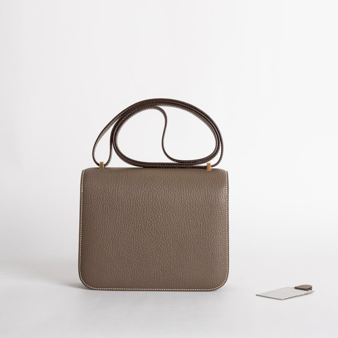 CONSTANCE 18 (MINI) CHEVRE LEATHER ETOUPE WITH GOLD HARDWARE (GHW)