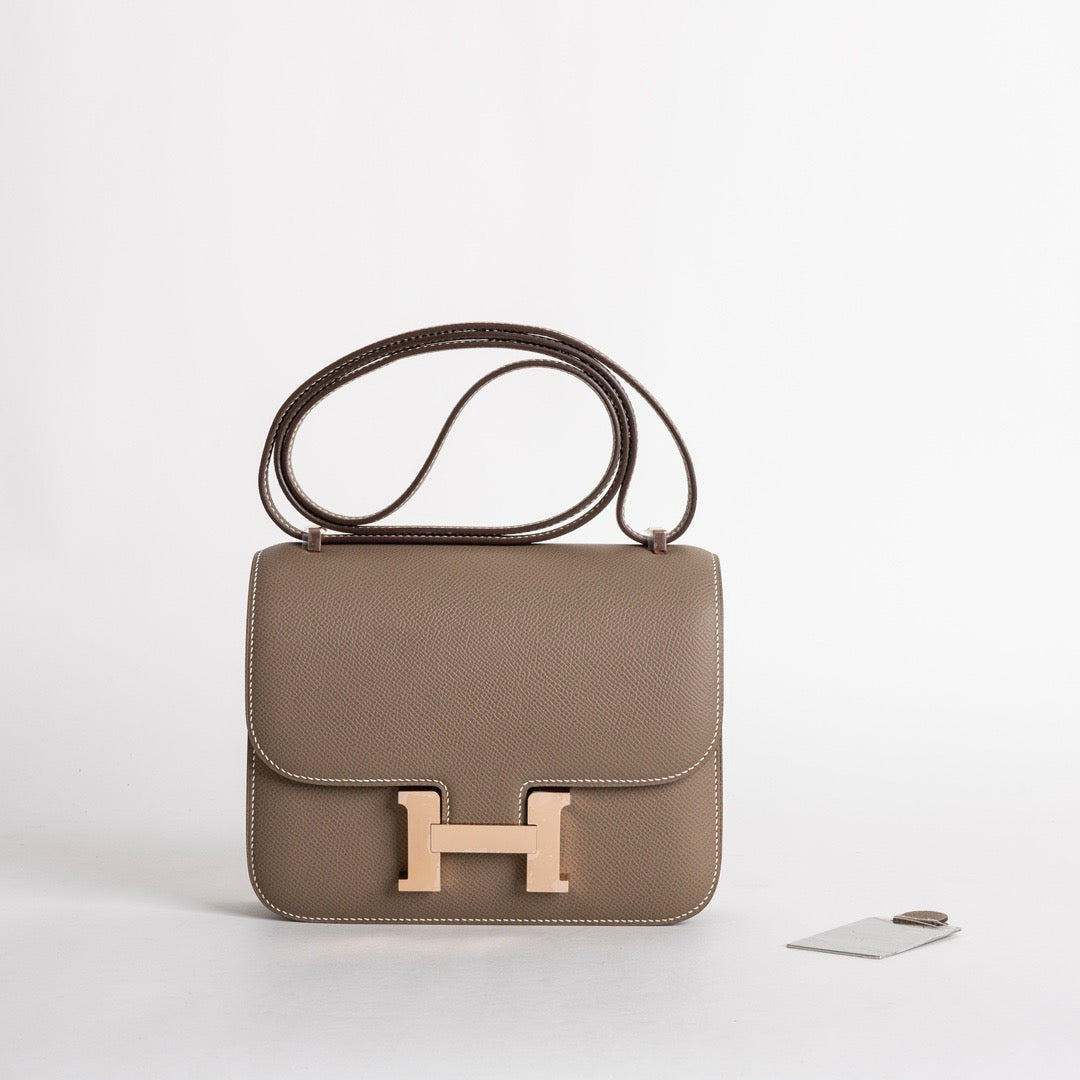 CONSTANCE 18 (MINI) EPSOM LEATHER ETOUPE WITH GOLD HARDWARE (GHW)