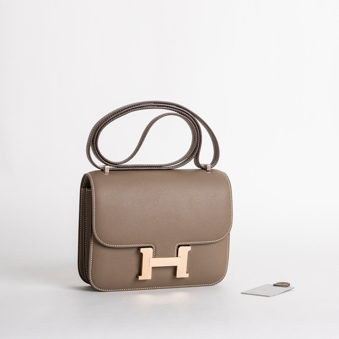 CONSTANCE 18 (MINI) EPSOM LEATHER ETOUPE WITH GOLD HARDWARE (GHW)