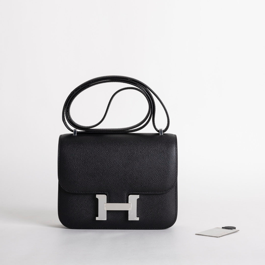 CONSTANCE 18 (MINI) EPSOM LEATHER NOIR (BLACK) WITH PALLADIUM HARDWARE (PHW)