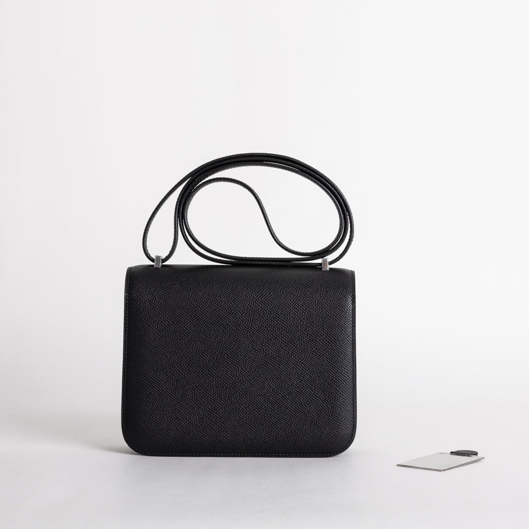 CONSTANCE 18 (MINI) EPSOM LEATHER NOIR (BLACK) WITH PALLADIUM HARDWARE (PHW)
