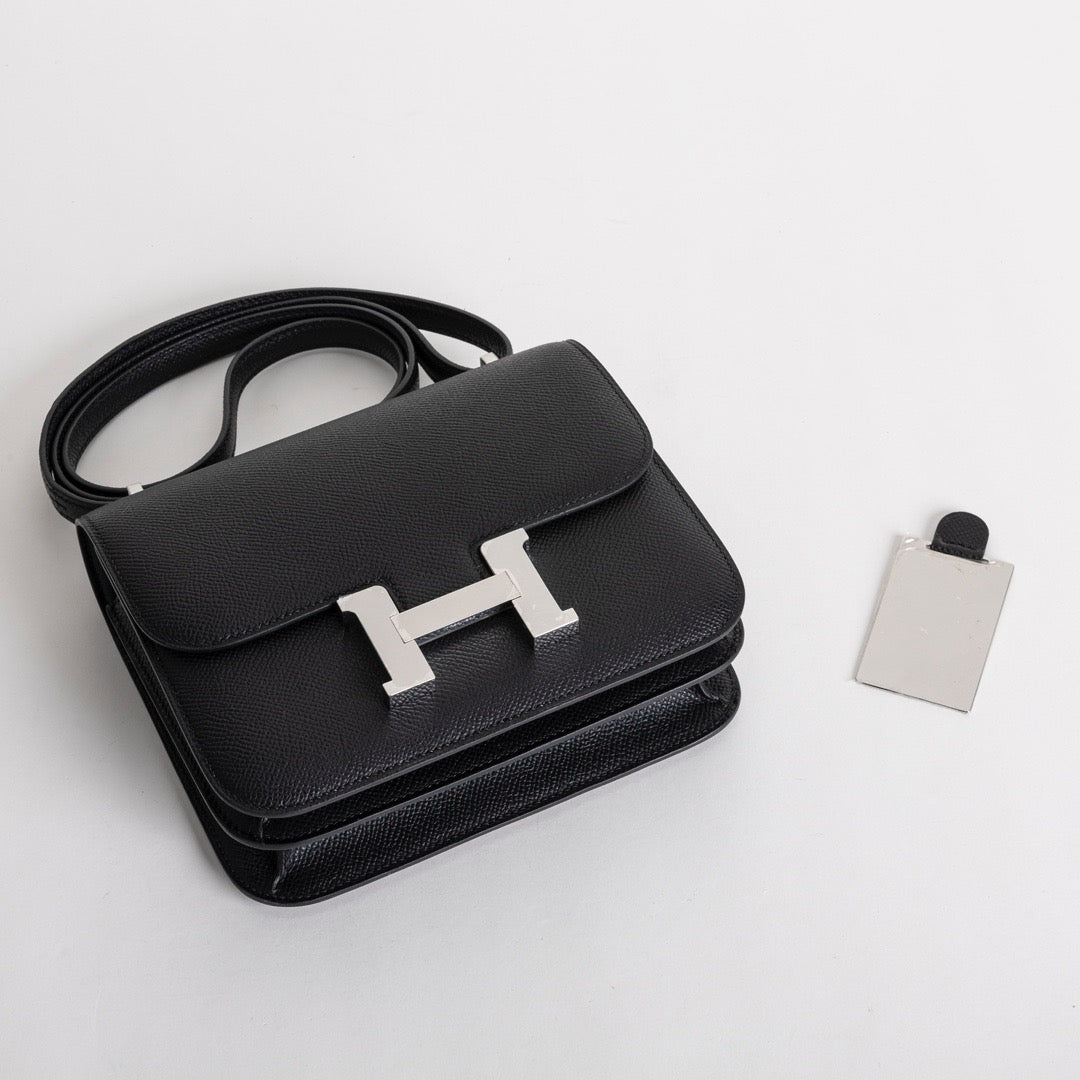 CONSTANCE 18 (MINI) EPSOM LEATHER NOIR (BLACK) WITH PALLADIUM HARDWARE (PHW)