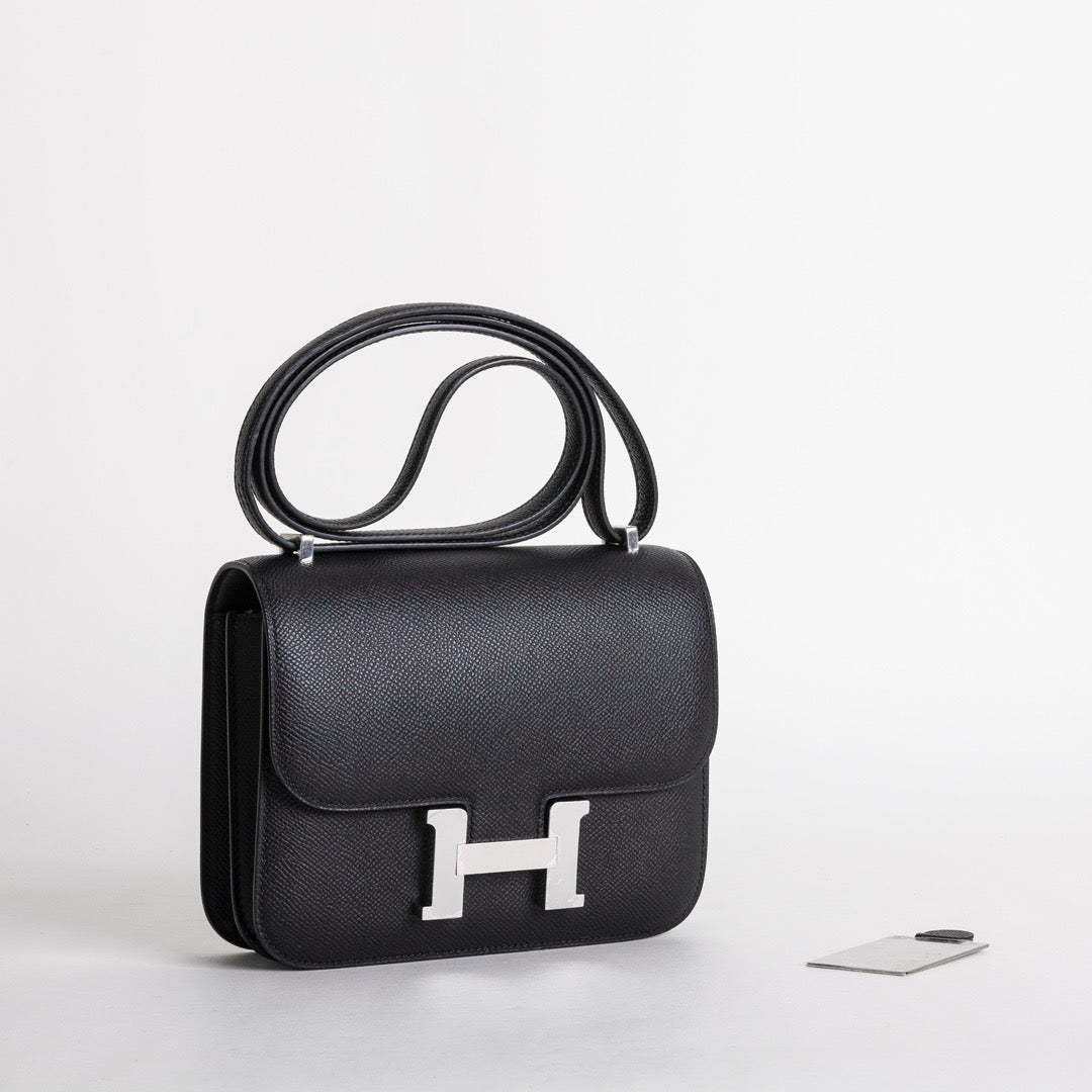 CONSTANCE 18 (MINI) EPSOM LEATHER NOIR (BLACK) WITH PALLADIUM HARDWARE (PHW)