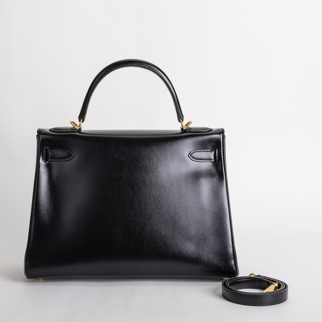 KELLY 32 BLACK BOX CALF LEATHER WITH GOLD HARDWARE (GHW)