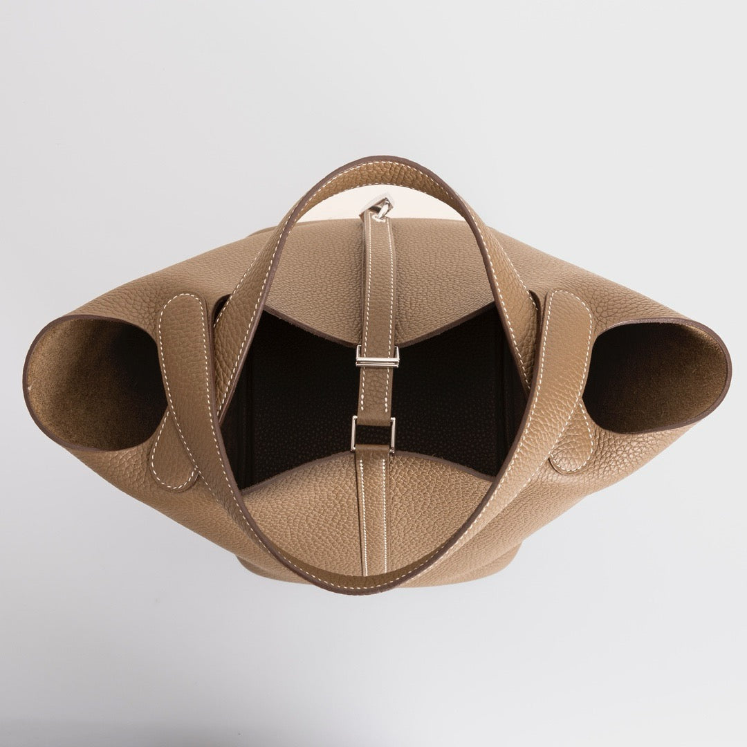 PICOTIN 22 LOCK CLEMENCE LEATHER ETOUPE WITH PALLADIUM HARDWARE (PHW)