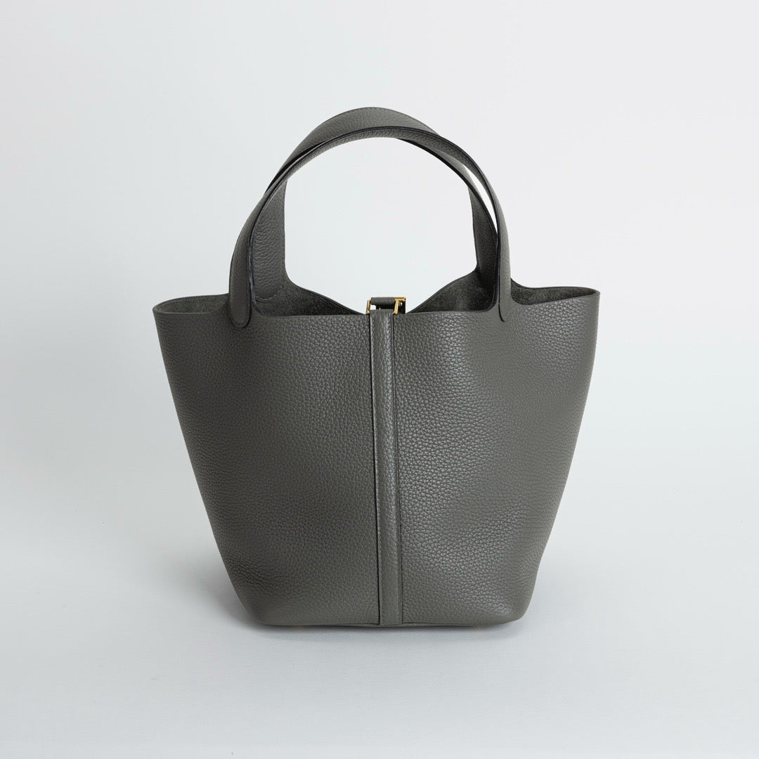 PICOTIN 22 LOCK CLEMENCE LEATHER GRIS MEYER WITH GOLD HARDWARE (GHW)