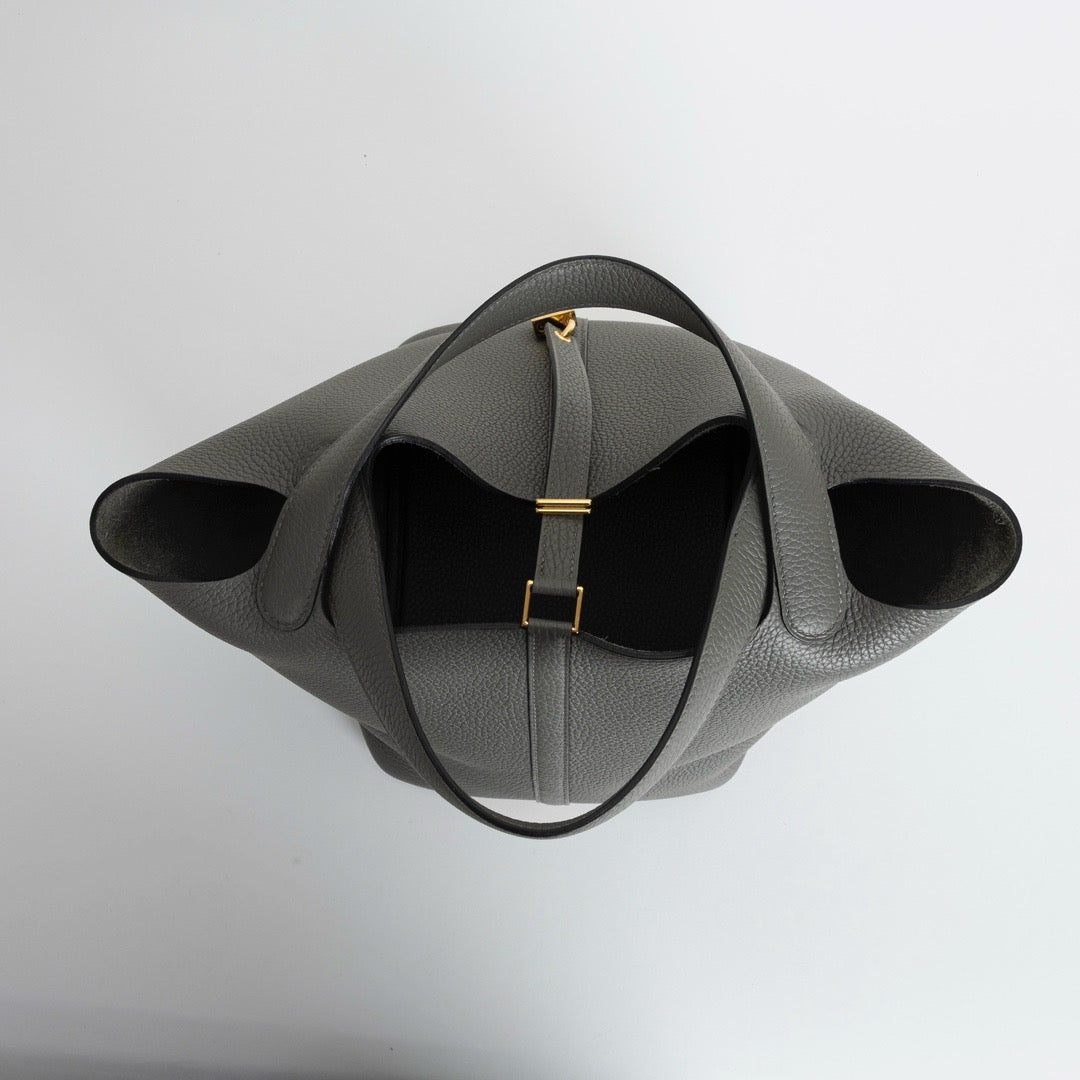 PICOTIN 22 LOCK CLEMENCE LEATHER GRIS MEYER WITH GOLD HARDWARE (GHW)