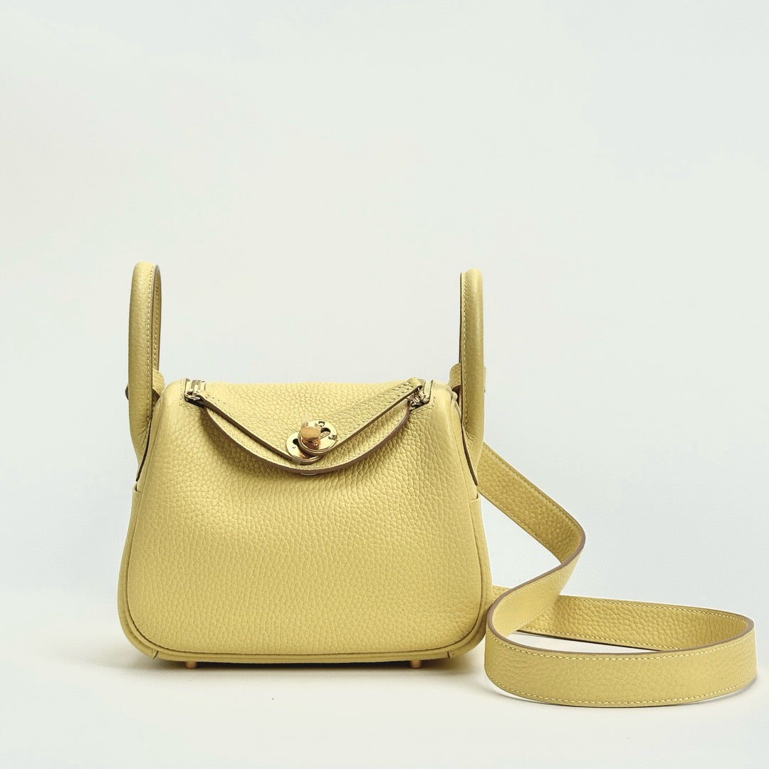 MINI LINDY 20 CLEMENCE LEATHER JAUNE POUSSIN WITH GOLD HARDWARE (GHW)