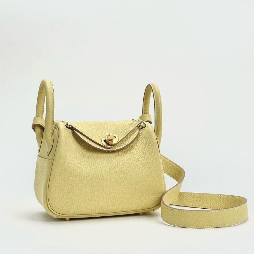 MINI LINDY 20 CLEMENCE LEATHER JAUNE POUSSIN WITH GOLD HARDWARE (GHW)