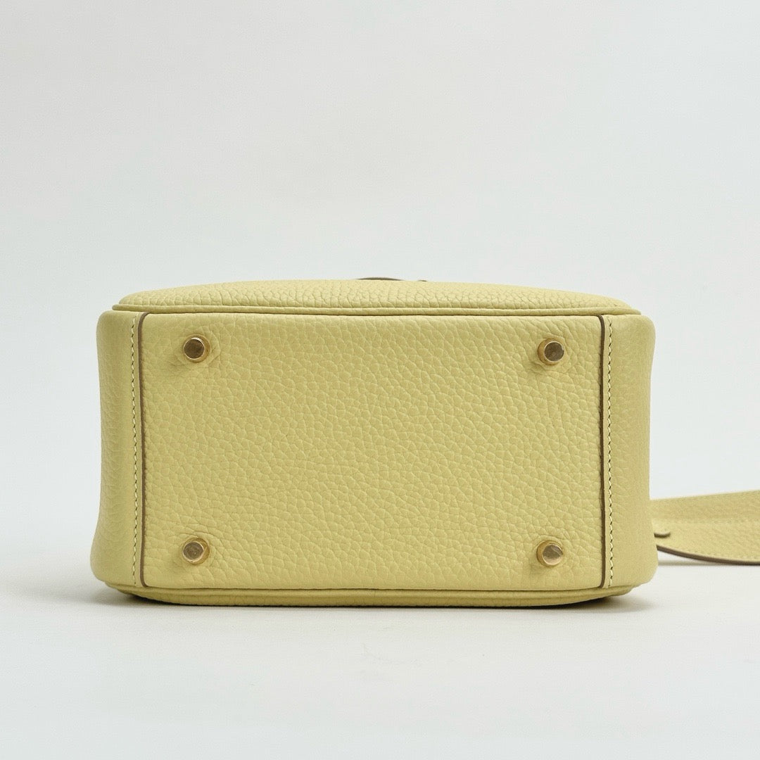 MINI LINDY 20 CLEMENCE LEATHER JAUNE POUSSIN WITH GOLD HARDWARE (GHW)