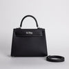 KELLY 25 EPSOM LEATHER NOIR (BLACK) WITH PALLADIUM HARDWARE (PHW)