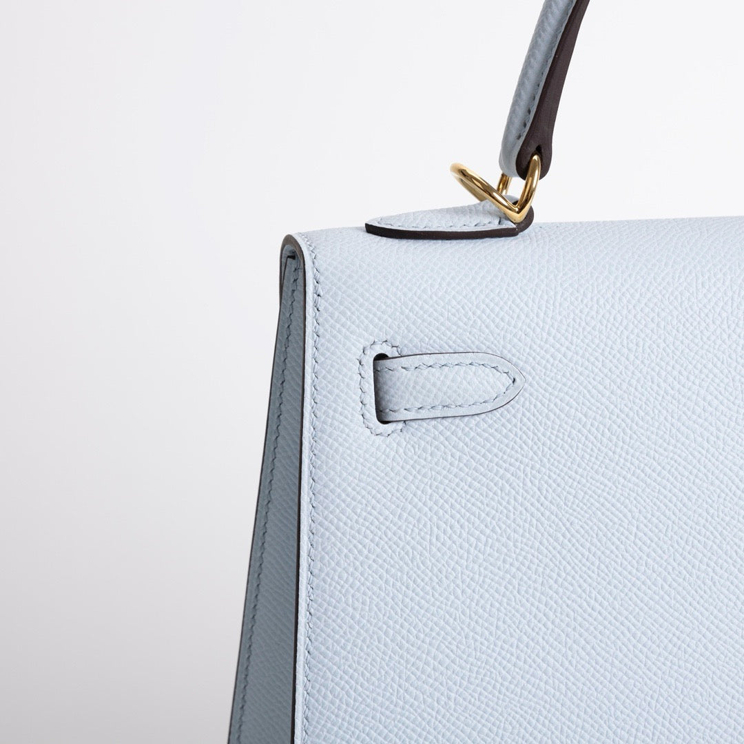 KELLY 25 EPSOM LEATHER BLEU BRUME WITH GOLD HARDWARE (GHW)