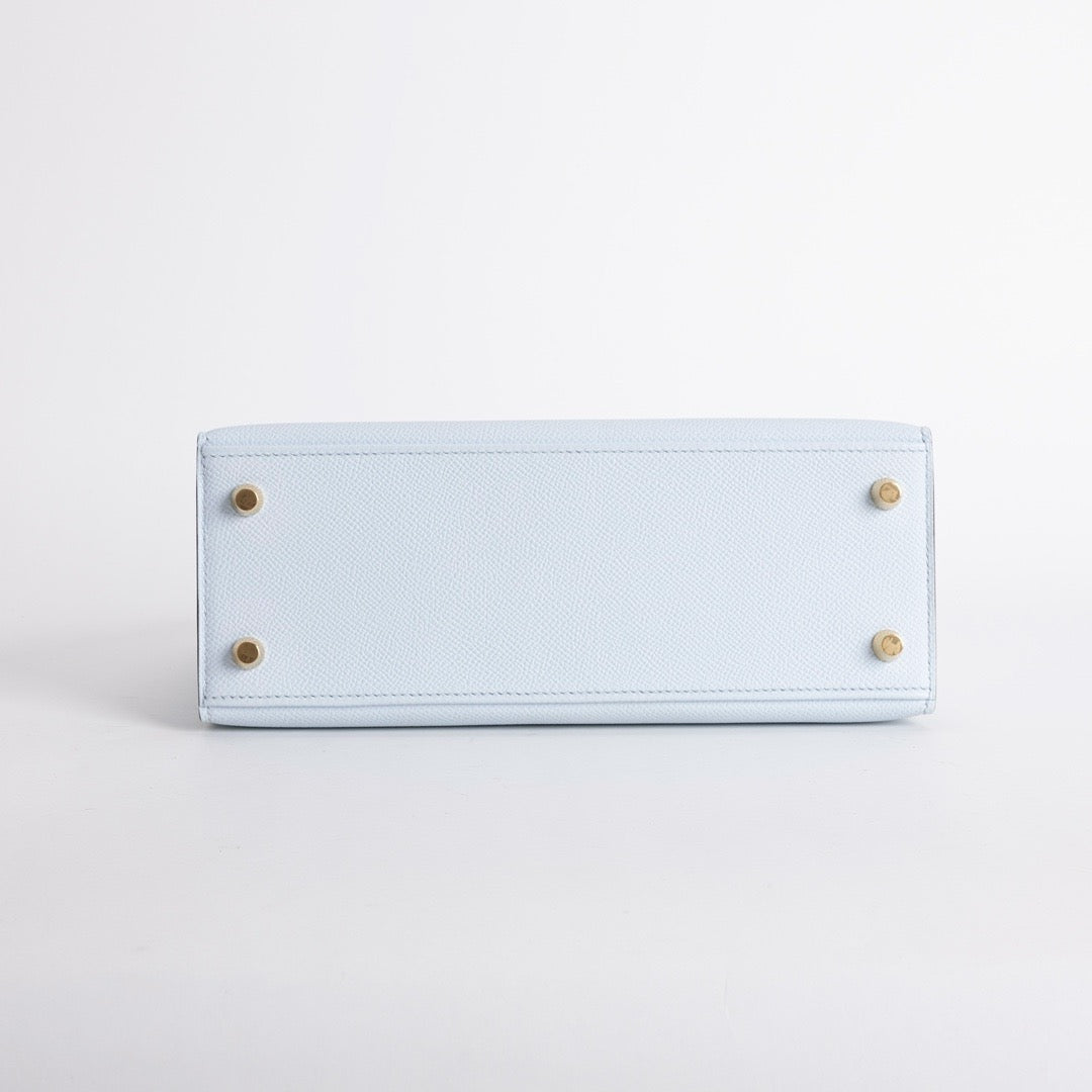 KELLY 25 EPSOM LEATHER BLEU BRUME WITH GOLD HARDWARE (GHW)